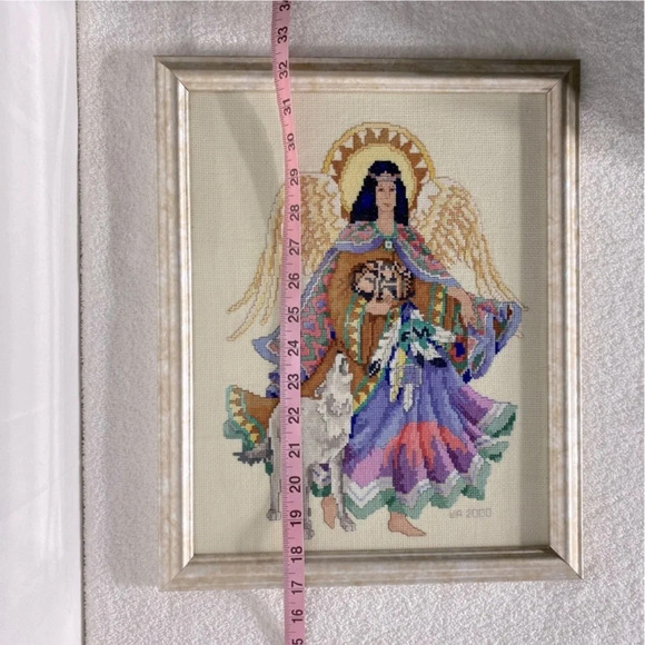 Vintage 2000 Completed  Framed Angel From Heaven Cross Stitch Art - Picture 14 of 14